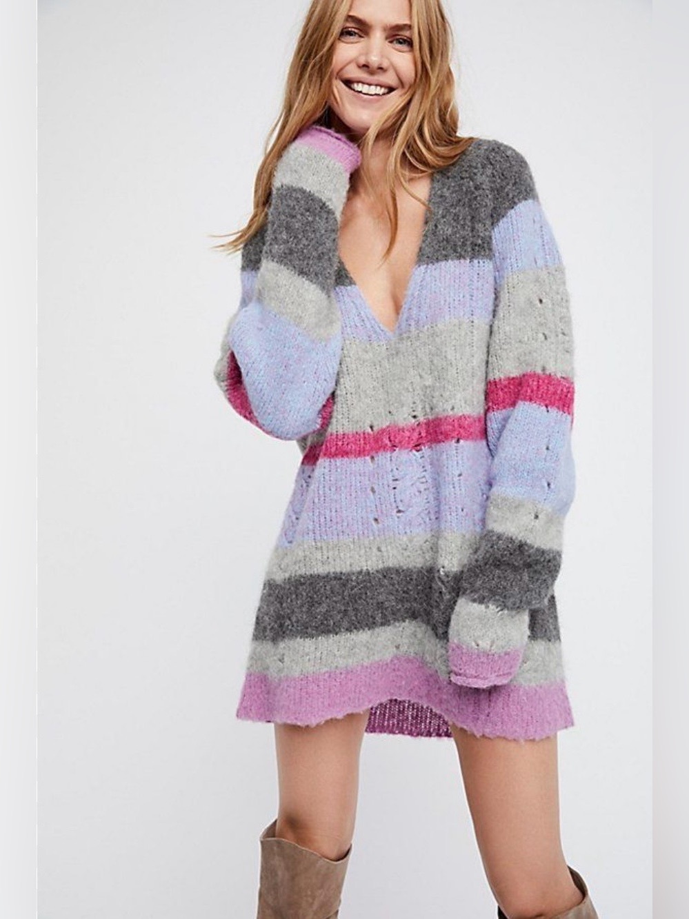 Free People Unicorn Striped Oversized Sweater Size Medium